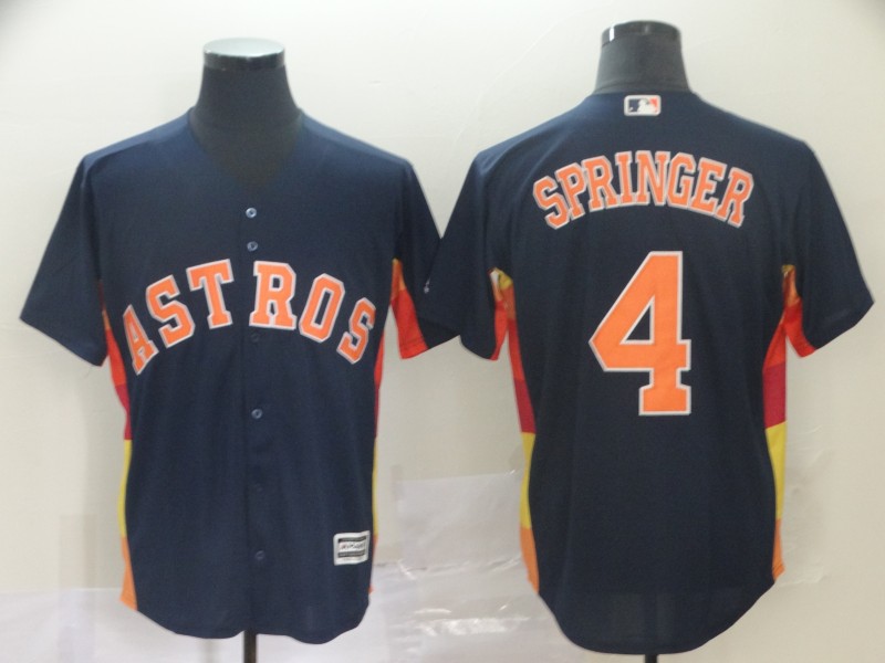 Men Houston Astros 4 Springer blue game MLB Jerseys